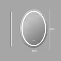 sunrik LED Fürdőszobai Tükör 60x80 cm - Ovális Világítással, 3 Színhőmérséklettel, Fényerőszabályzóval, Érintőkapcsolóval és Páramentesítő F 6