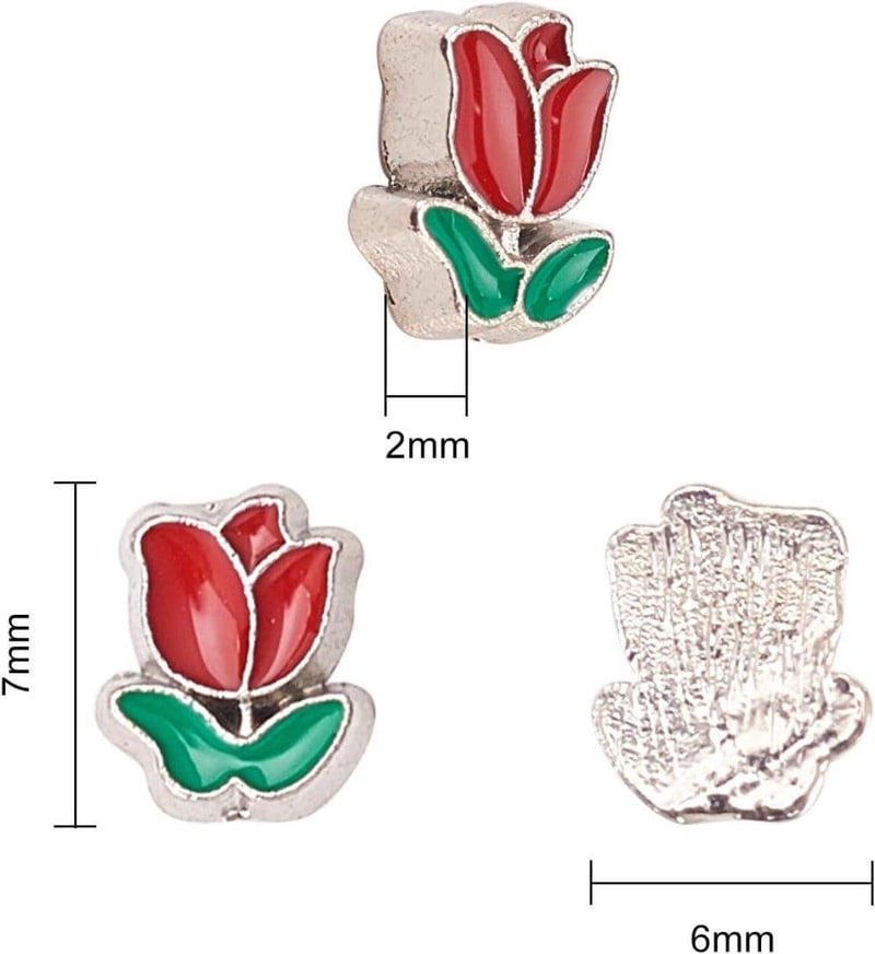 Airssory 20db Zománcozott Tulipán Gyöngy Ékszerkészítéshez 7x6mm