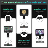 Andonstar AD246-M Digitális Mikroszkóp, 7" LCD 500x Nagyítás, 1080P FHD Videófelvétel, 3 Lencsés Forrasztó Mikroszkóp, Érme ,Biológia 2