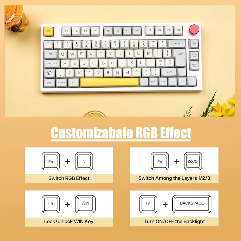 EPOMAKER TH80 PRO Mechanikus Gamer Billentyűzet - 75% RGB, Hot-Swap, 3 Csatlakozási Mód, PBT Keycaps, PC/Mac/PS4/PS5/Xbox Kompatibilis, Theo