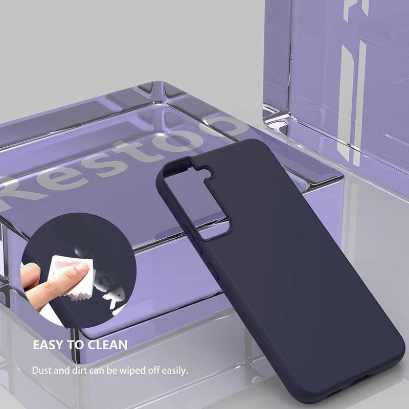 Samsung Galaxy S22 szilikon védőtok mikroszálas béléssel, sötétkék