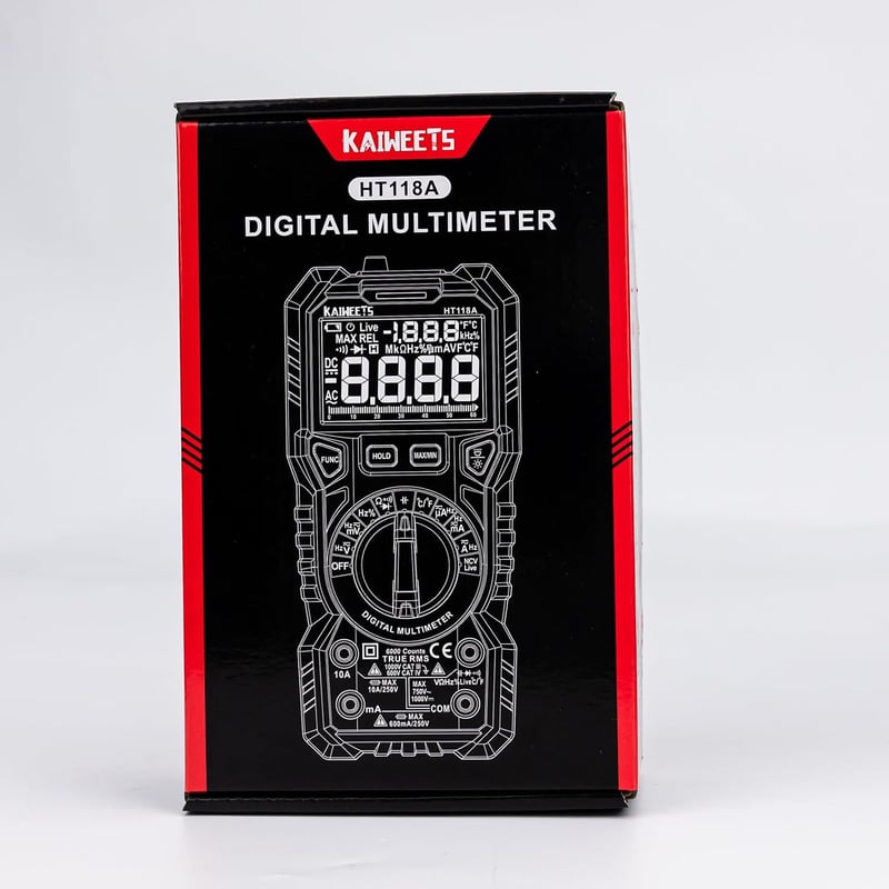 Kaiweets digitális multiméter LED-es csatlakozókkal, True RMS 6000-es automata mérőműszer villanyszerelőknek