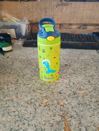 flintronic dječja boca s slamkom 350 ml, nehrđajući čelik, bez BPA, uzorak dinosaura — rabljeno (stanje: vidi 2. sliku) 2