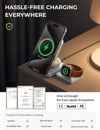 LISEN 3 az 1-ben MagSafe töltőállomás iPhone, Apple Watch és AirPods készülékekhez - Hordozható utazási töltő 7