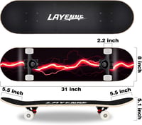 LAYENNE Gördeszka 31x8 Hüvelyk - 8 Rétegű Juharfa Lap, Piros, 150kg Teherbírás, ABEC-11 Csapágy, Kezdőknek és Haladóknak 2