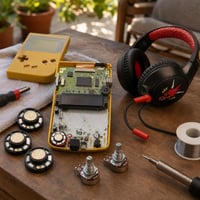 Gameboy hangmentő készlet: 29 mm-es belső hangszóró + 10k hangerőszabályzó + 3,5 mm fejhallgató 1