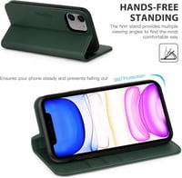 iPhone 11 Sötétzöld Bőr Pénztárcatartó Tok Kártyatartóval - Újracsomagolt 5