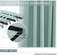 PONY DANCE Extra Széles Sötétítő Függöny Fodros Szalaggal - Hőszigetelő Térelválasztó, Nyári Zöld, 245x300 cm, Függönysínhez Görgőkkel 6