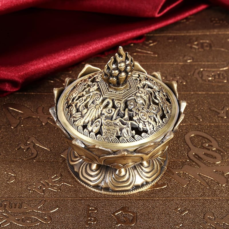 Vintage bronz füstölőtartó, visszafolyó füstölőkhöz, dekoratív
