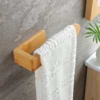 Taozun Bambusz Törölközőtartó 20 cm - Öntapadós Fürdőszobai Fali Akasztó, Fúrás Nélkül Felszerelhető, Természetes Fa Dizájn Konyhába és Fürd 4
