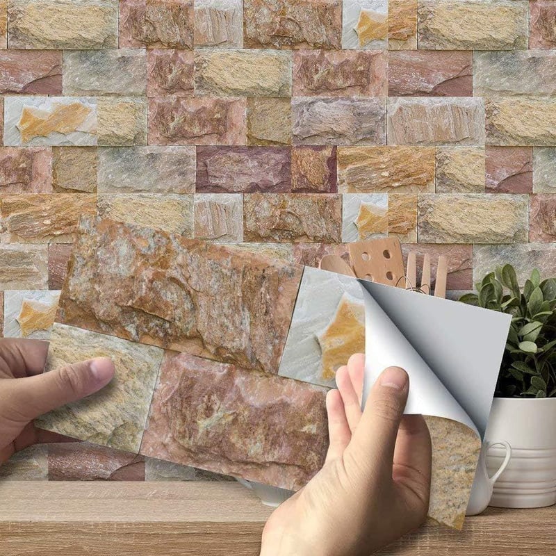 Öntapadós 3D tégla falmatrica szett - 24 db, 20x10 cm - Konyha és otthon dekorálásához