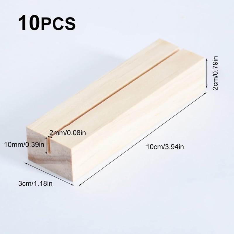 Helweet Fa Menütartó Állvány 10 db - Éttermi Asztali Kártyatartó Fényképtartóhoz, Esküvői Ültetőkártya, Étlap, Képeslap - 10x3x2 cm Fenyőfáb