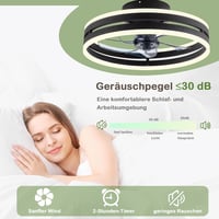 Revneey Mennyezeti Ventilátor Lámpával 50W - Fekete 40cm LED Lámpa Távirányítóval és Applikációval, 6 Sebességű Hálószobai Nappaliba Időzítő 6