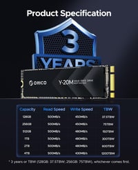 ORICO 4TB M.2 2280 SATA SSD - Belső SSD Meghajtó 500MB/s Olvasási Sebességgel - Laptop és Asztali PC Kompatibilis B+M Kulcs 7