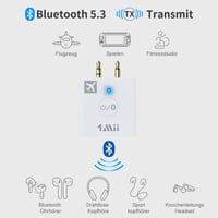 1Mii Bluetooth 5.3 repülőgép adapter fülhallgatókhoz, 30 órás üzemidő, töltőtokkal 2