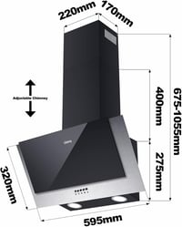 CIARRA CBCB6736C 60 cm-es Páraelszívó 380 m³/h LED Világítás Rozsdamentes Acél Fali 9