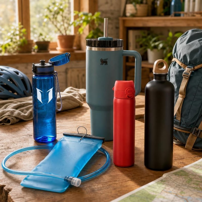 Kulacsos lendület: sportkulacs + 1,5 l víztartály + szívószálas 1,2 l termosz + 500 ml kulacs + alumínium