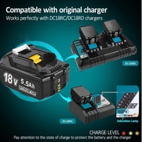 Bonadget 18V 5.5Ah Li-ion Akkumulátor Makita Szerszámgépekhez - 2db LED Töltésjelzővel, Kompatibilis BL1860B BL1850B BL1840 Sorozattal 2