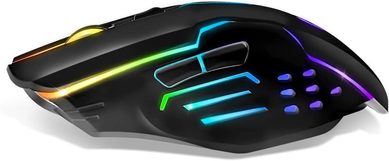 EMPIRE GAMING RF903 Vezeték Nélküli Gaming Egér 2.4GHz Újratölthető RGB LED Háttérvilágítás 4800 DPI PC PS4 PS5 Xbox Fekete
