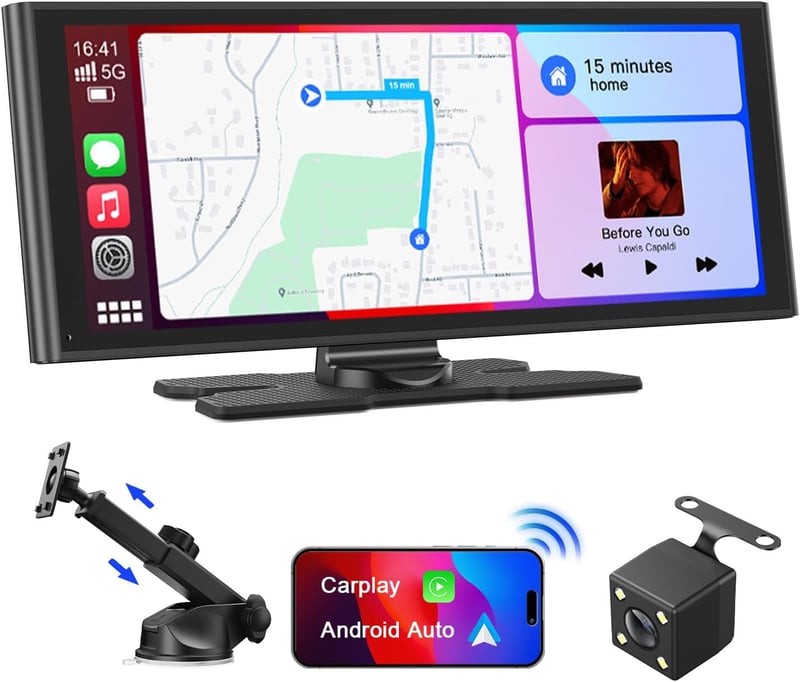 Avylet 9,26" Vezeték Nélküli CarPlay Kijelző Apple CarPlay & Android Auto Támogatással, IP67 Tolatókamerával, GPS Navigációval, Bluetooth