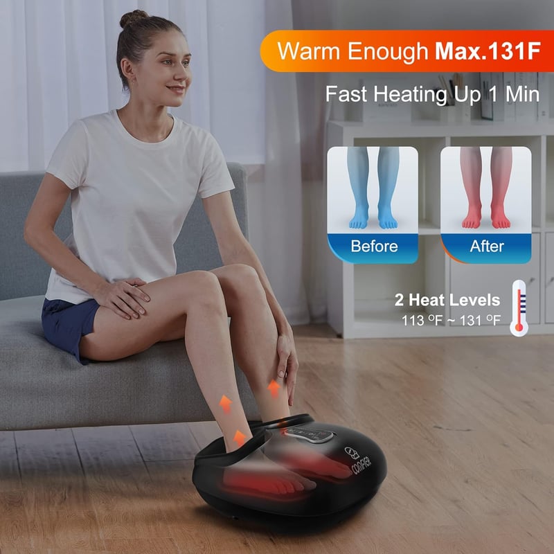Comfier Elektromos Lábmasszírozó - Shiatsu, Hő, Vibráció, 47-es Méretig