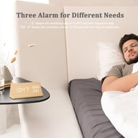 VORRINC Digitális Fa Ébresztőóra - 3 Ébresztés, Hőmérséklet, Páratartalom Kijelzés, 3 Fényerőszint, Háromszög Bambusz Dizájn, USB/Elemes 3