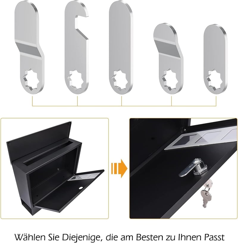 VOCIBO® 16mm-es Postaláda Zár 5 Cserélhető Zárlemezzel, Többcélú Bútorzár