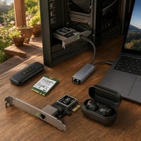 Sieťový balík Netmentő: 1x 2.5G karta + 1x WiFi 6 karta + 1x USB-C adaptér + 1x 4G modem + 1x BT slúchadlá 1