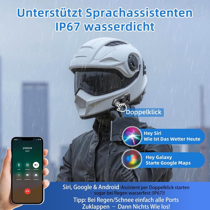 WAYXIN R6S Motoros Headset - 1200m Hatótávolságú Bluetooth Kommunikációs Rendszer 6 Motoros Összekapcsolásával, Vízálló, Kihangosító, Zajszű