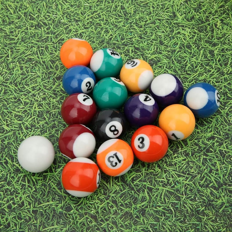 Keenso 16 db-os Mini Biliárdgolyó Készlet - 32mm Amerikai Biliárd Kiegészítő Gyerekeknek, Műgyantából, Többszínű, Könnyű Hordozhatóság