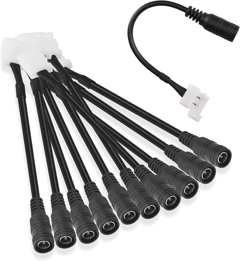 PNGKNYOCN LED szalag csatlakozó klipsz, 10db, forrasztás nélküli, DC 5,5x2,1mm