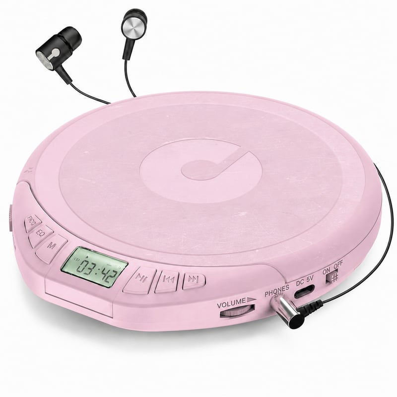 Gueray prijenosni CD player sa slušalicama i AUX kabelom, LCD zaslon — vidljivi tragovi korištenja na gornjem dijelu (stanje: vidi 2. sliku)