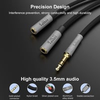 1Mii 3.5mm-es Y-elosztó audiókábel autóhoz és otthoni hifihez, 30 cm 5