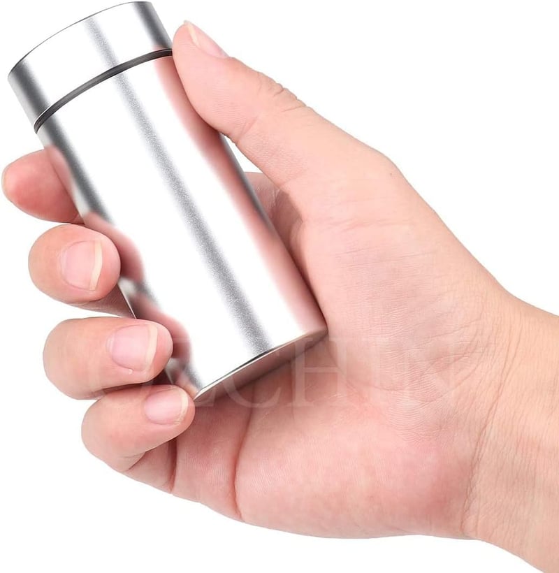 OZCHIN 2 db Alumínium Tárolódoboz 80ml - Hordozható Légmentes Szagszigetelő Tartály Fűszerekhez, Kávéhoz, Teához - Fekete+Ezüst