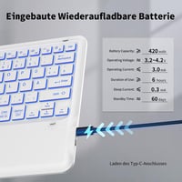 EasyAcc Ultrakönnyű Bluetooth Billentyűzet Touchpaddal, 7 Színű Háttérvilágítással, USB-C, Fehér 5