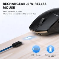 iClever Bluetooth egér, ergonomikus vezeték nélküli egér, újratölthető, 2400 DPI, 7 gomb, fekete 6