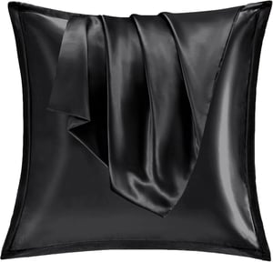 Set 2 fețe de pernă din satin negru 80x80 - Catifelate, pentru îngrijirea părului