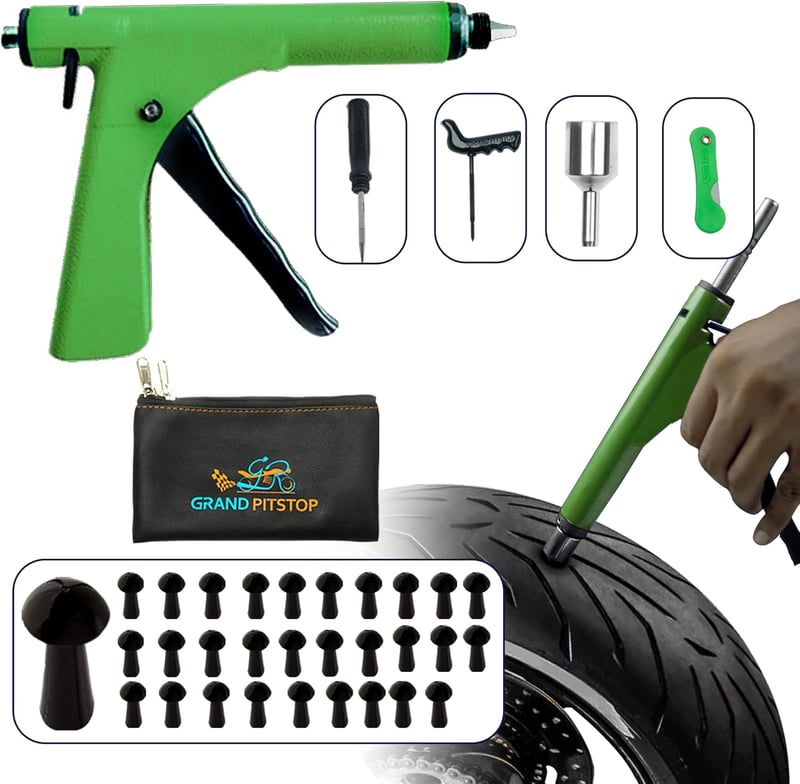 GRAND PITSTOP Tömlő Nélküli Gumiabroncs Defektjavító Készlet - 30 Plugs Pisztoly Szett Autóhoz, Motorkerékpárhoz, Robogóhoz - Gyors DIY Javí