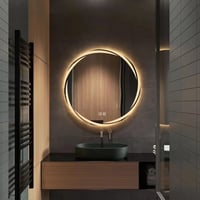 YOSHOOT 60 cm Kerek Fürdőszobai Tükör LED Világítással, Páramentesítő Funkcióval, Érintőgombos, Fényerőszabályozható, 3 Színhőmérséklet, IP4 5