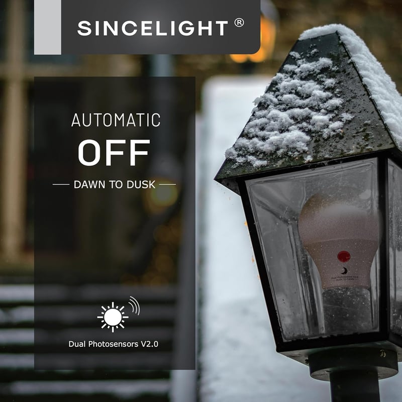 SINCELIGHT LED izzó dupla alkonyérzékelővel, kültéri lámpákhoz, B22, 4000K, 2db
