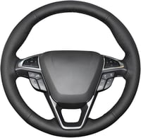 MEWANT Valódi Bőr Kormányvédő Ford Mondeo/S-Max/Edge/Galaxy Modellekhez, Kézzel Varrott, Légzsákkompatibilis, Fekete 1
