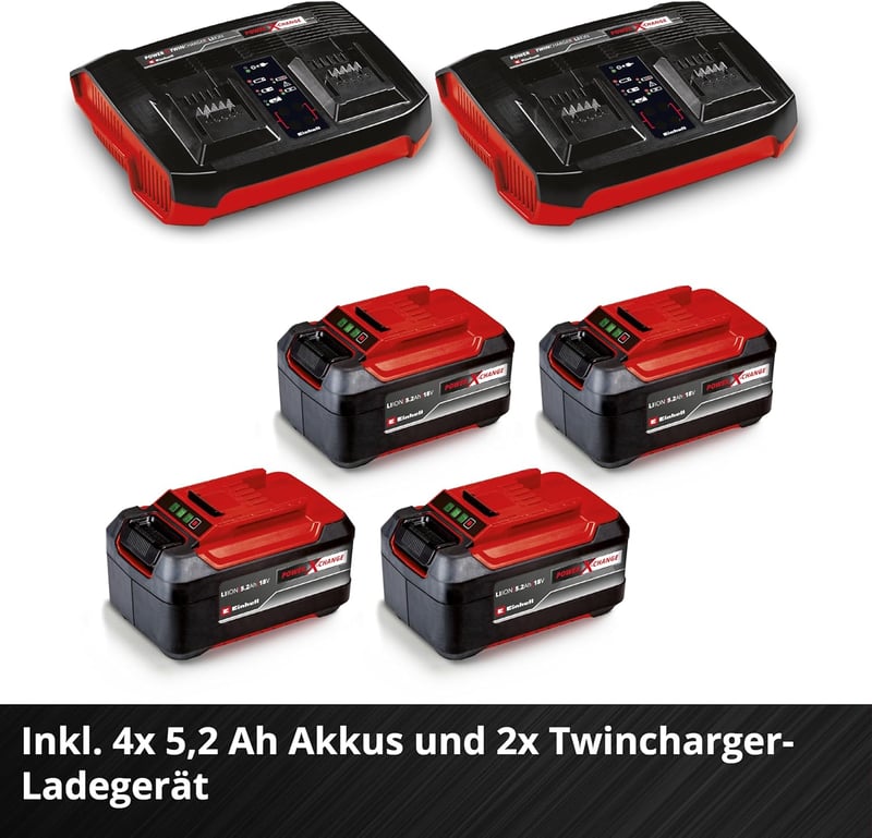 Einhell GP-CM 36/52 S Li BL Akkumulátoros Fűnyíró, 36V, 52cm Vágásszélesség, Kefementes Motor, 65L Gyűjtőkosár, Kerékhajtás, 4db 5.2Ah Akkuv