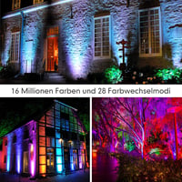 OUSIDE RGB LED Reflektor Szett, 2 db 100W Bluetooth Kültéri Világítás, IP66 Vízálló, 15000 Lumen, Színváltós Hangulatfény Kertbe, Erkélyre 2