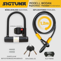 SIGTUNA U-lakat kerékpárhoz - 16mm edzett acél biciklizár tartóval, országúti, mountain bike, e-bike és összecsukható kerékpárokhoz, sárga 2