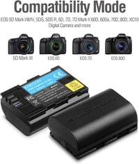 Canon LP-E6 akkumulátor szett: 2db ENEGON pótakku és LED USB töltő EOS kamerákhoz 3