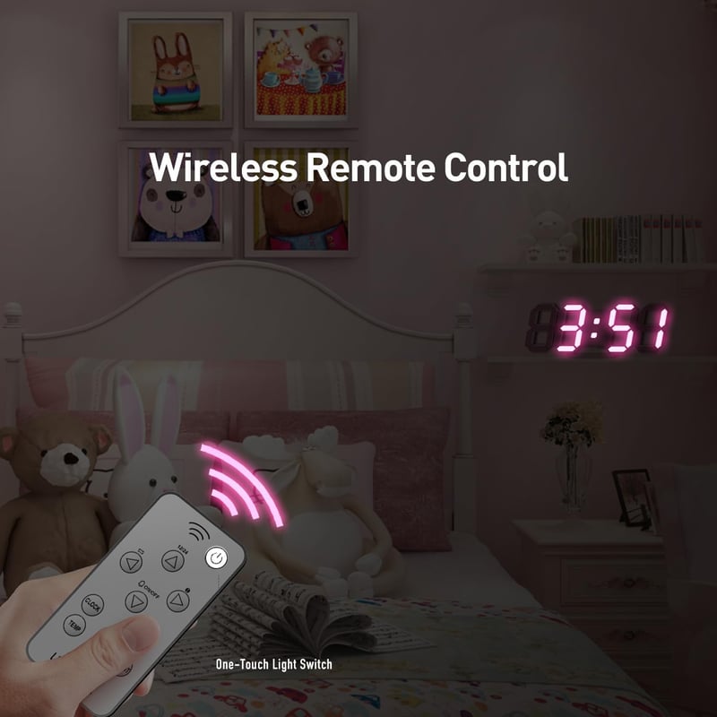 COVERY 3D LED digitális falióra 25,4 cm-es számokkal, éjjeli fénnyel, lányoknak