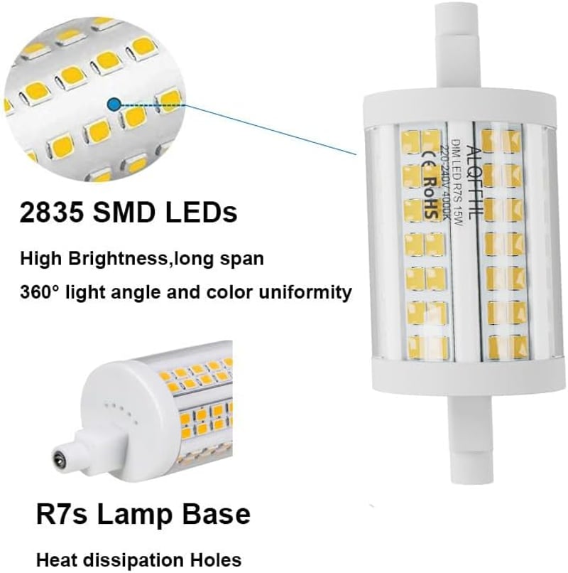 R7S LED izzó 78mm, dimmelhető, 15W, 4000K természetes fehér, 2 db csomag