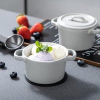 vancasso MORANDI 4 részes mini sütőtál szett fedővel, 300 ml-es krémszínű kerámia cocotte edények 5