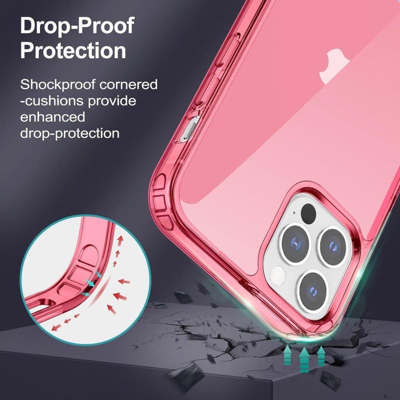 Apple iPhone 12 Pro Max Piros Áttetsző Szilikon Tok Beépített Állvánnyal