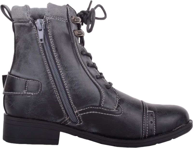 Absolute Footwear Lány Katonai Csizma Cipzárral, Fekete, 39 1/3-as Méret